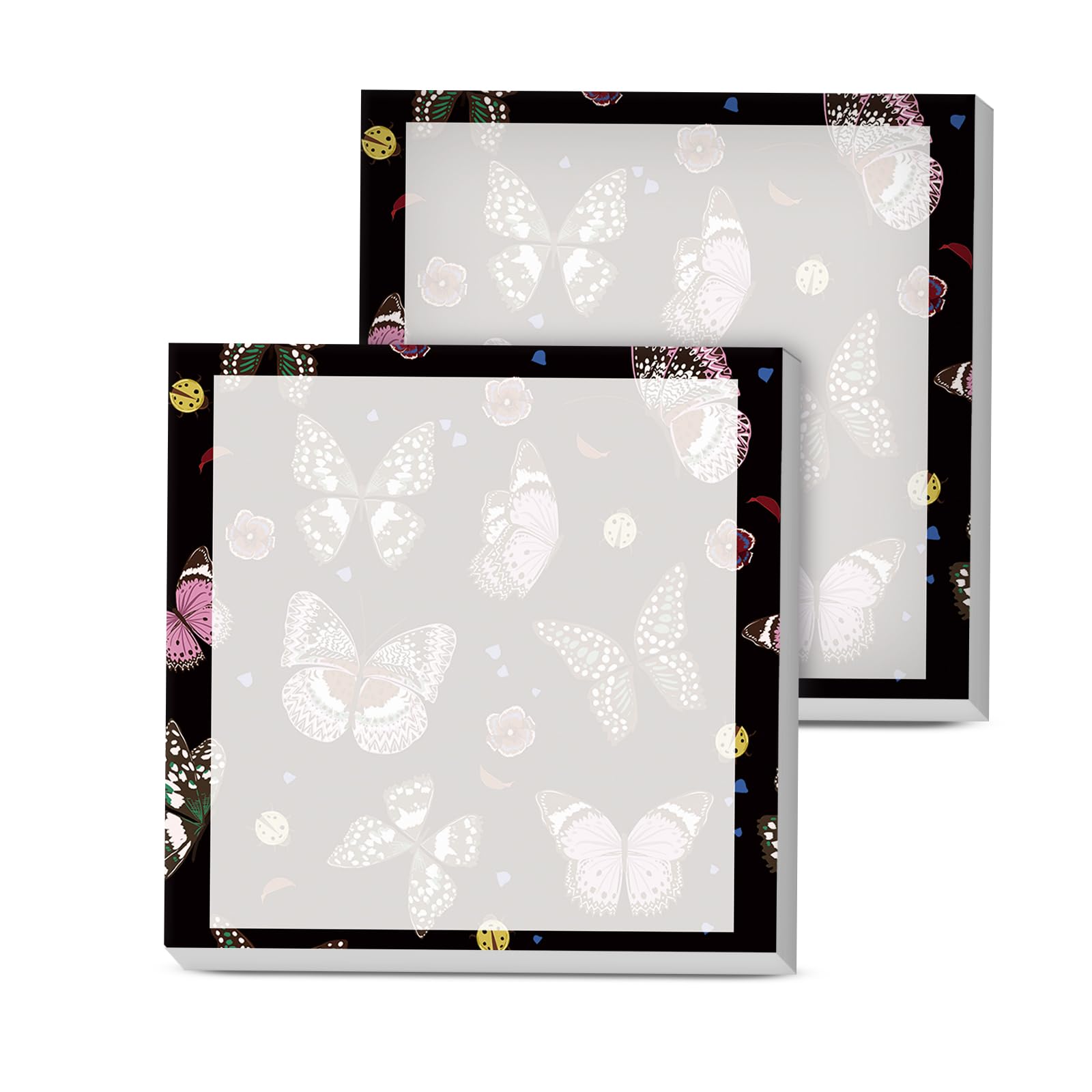 AOPEFNX Sticky Notes, 2 Pads, 3x3 inches, Cute Colorful Fun Self-Stick Note Pads, Easy Post, Strong Adhesive Notepad Black Butterfly