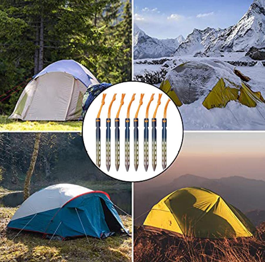 Estacas de titanio para tienda de campaña, clavijas de clavos para tienda de campaña a prueba de viento en forma de V, accesorios para tienda de campaña al aire libre, clavijas portátiles, clavos