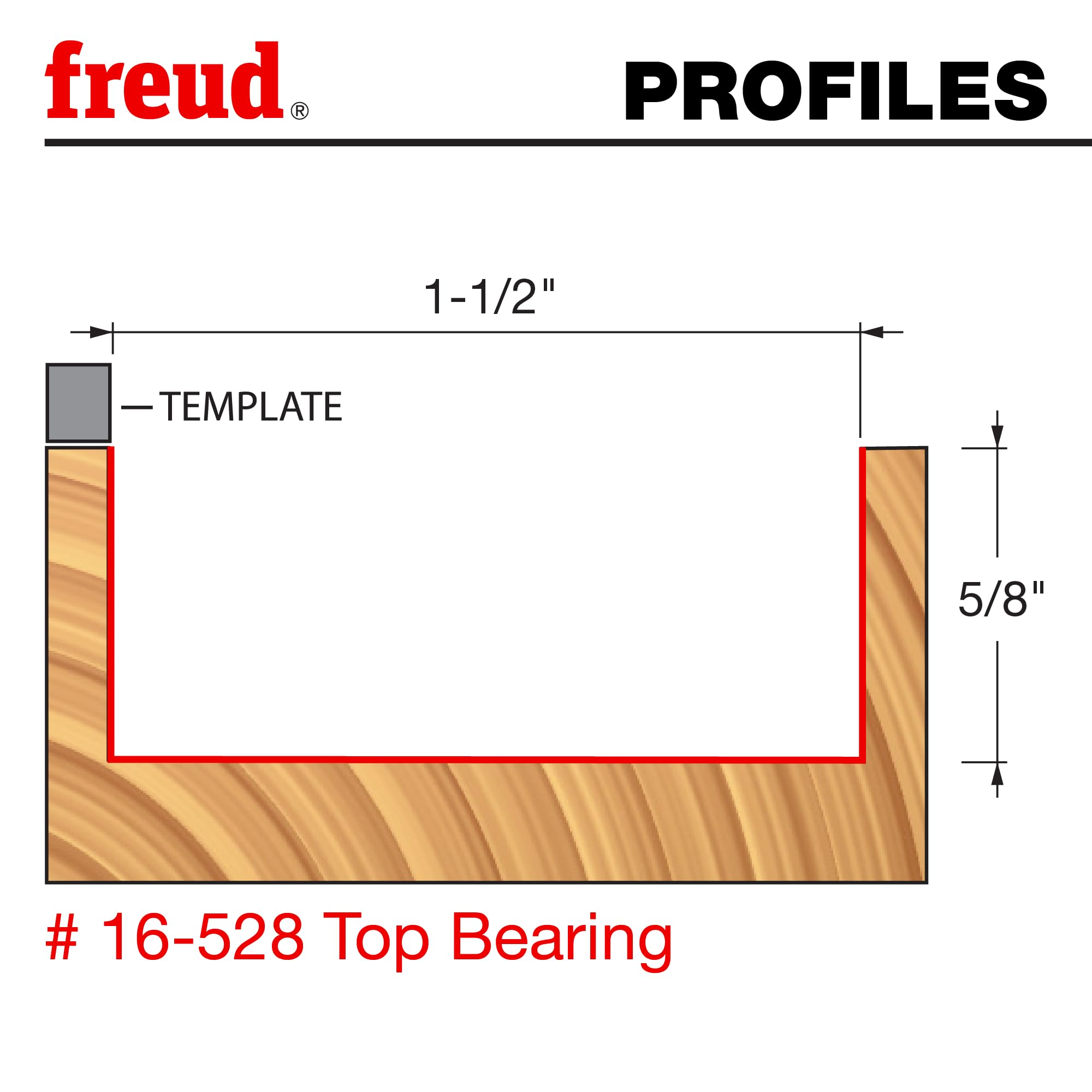 Freud 1-1/2" (śr.) Wiertło wpuszczane z trzpieniem 1/2" (16-528)