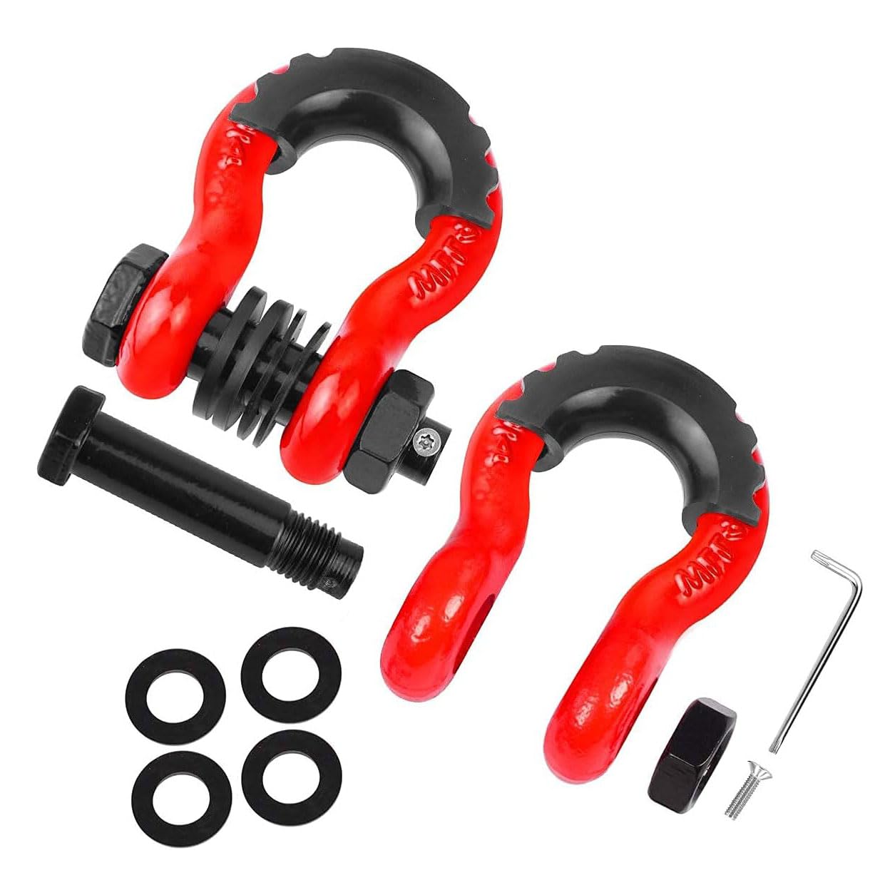 Grillo per rimorchio grande 3/4" ad anello D (confezione da 2) 45000 libbre /20,4T resistenza alla rottura, con perno da 7/8" e viti di sicurezza antifurto. La capacità di trazione è di 10471 libbre