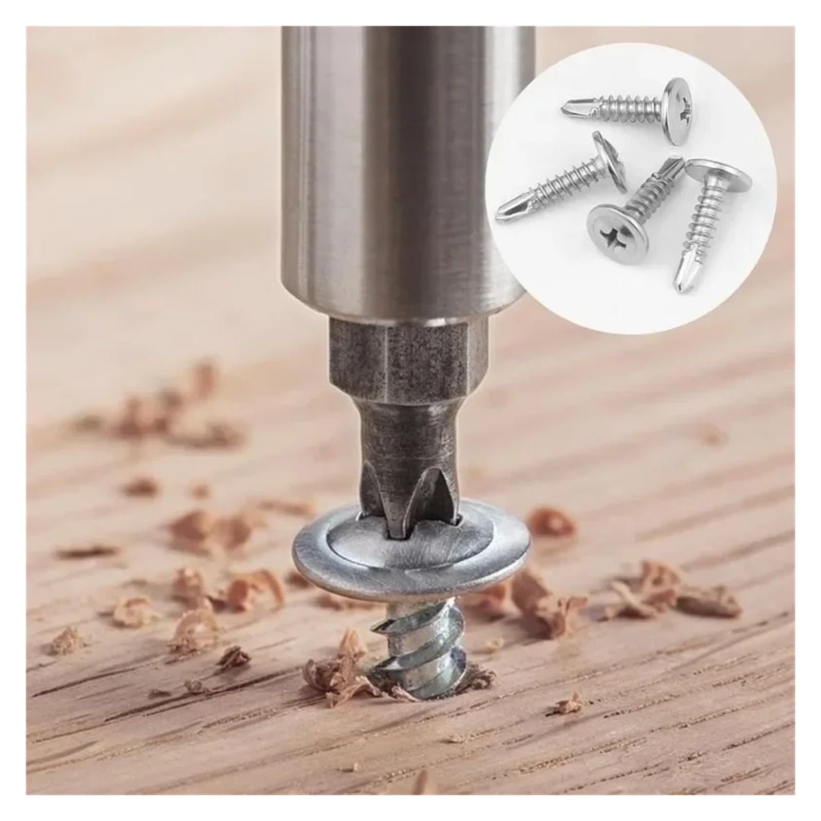 Wkręty Samowiercące Ze Stali Nierdzewnej Z Łbem Krzyżowym Z Podkładką Do Drewna I Blachy(200PCS,25mm)