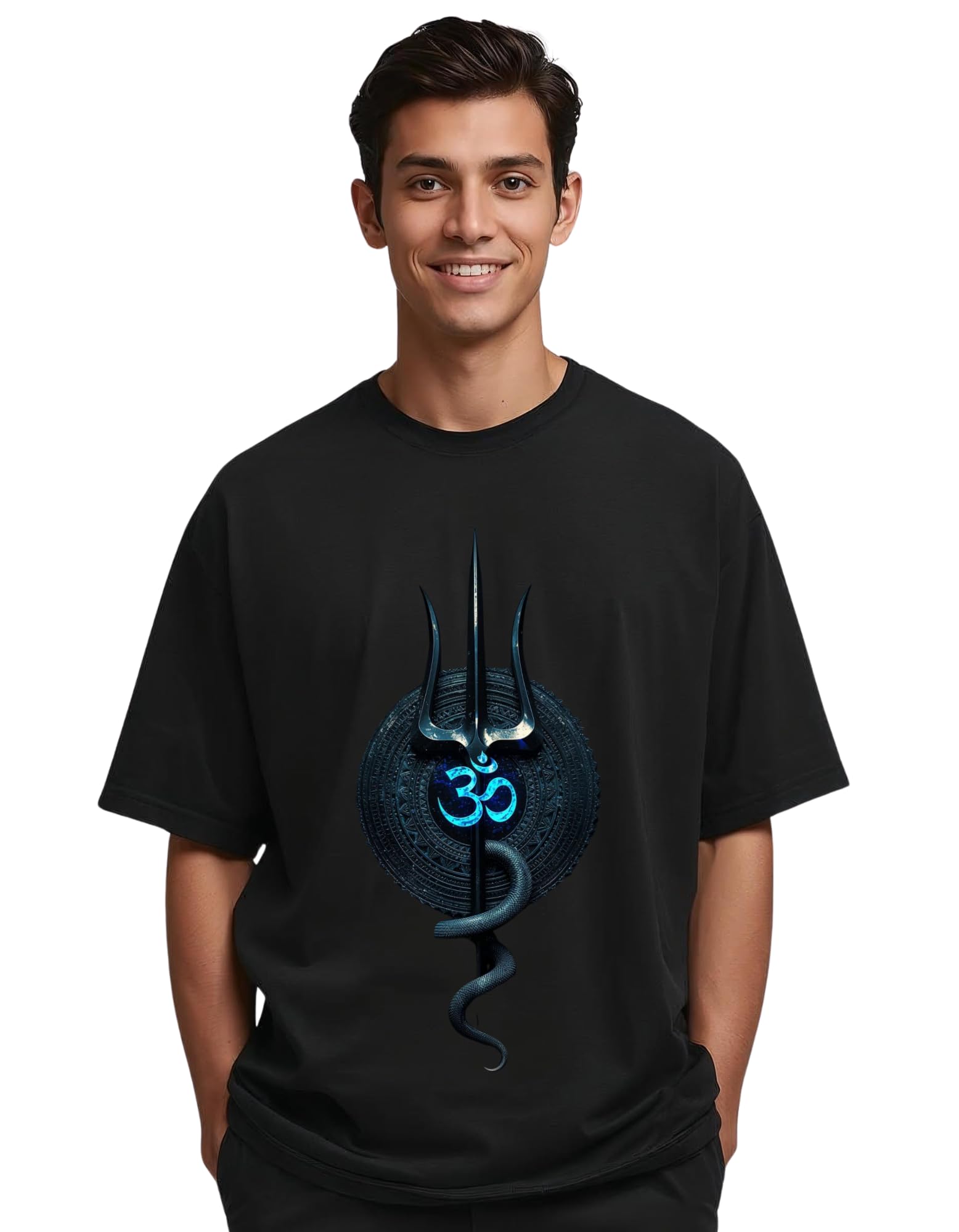 Mahadev Oversized T Shirt for Men | Pure Cotton Graphic Printed Tee-image-36