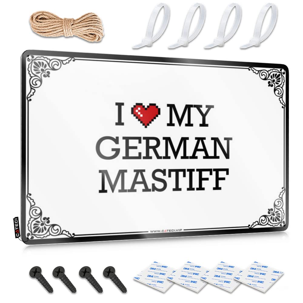 Home Gym Decor Haves Matal Sign - I Love My German Mastiff Boho Metal Wall Art Ready To Hang For Entryway(30X40CM)