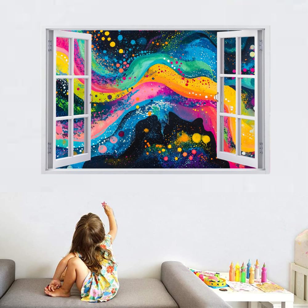 3D Wandaufkleber, Kosmische Linien Durchbruch Wandtattoos Deko Wand Selbstklebend Tintenkunst, Wand Aufkleber Wanddurchbruch Wandsticker für Zuhause, Badezimmer, Schlafzimmer, Wohnzimmer