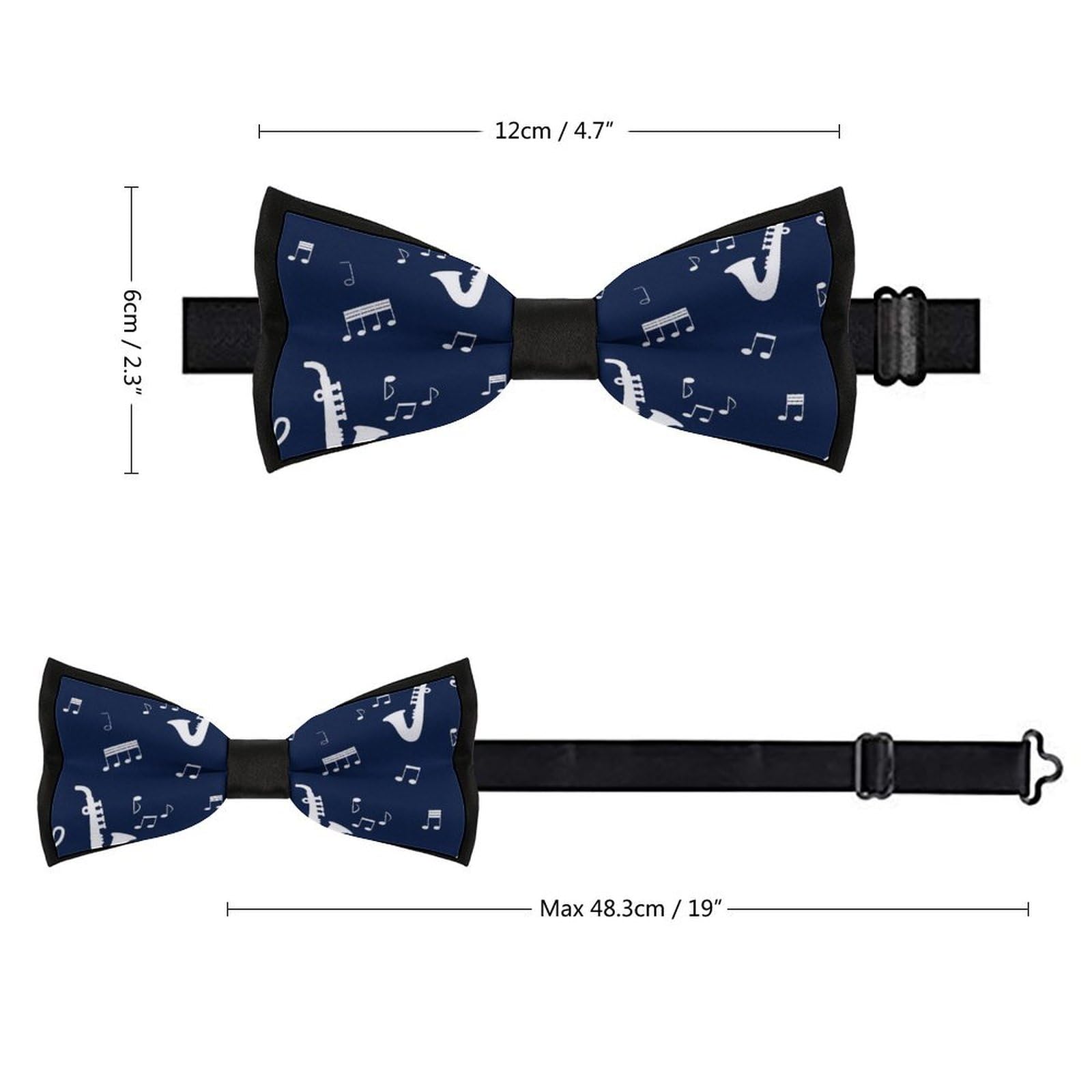 GoasNei Music Notes Saxophones Bow Tie for Men Adjustable Necktie Funny Tie Neck Ties for Weddings Party