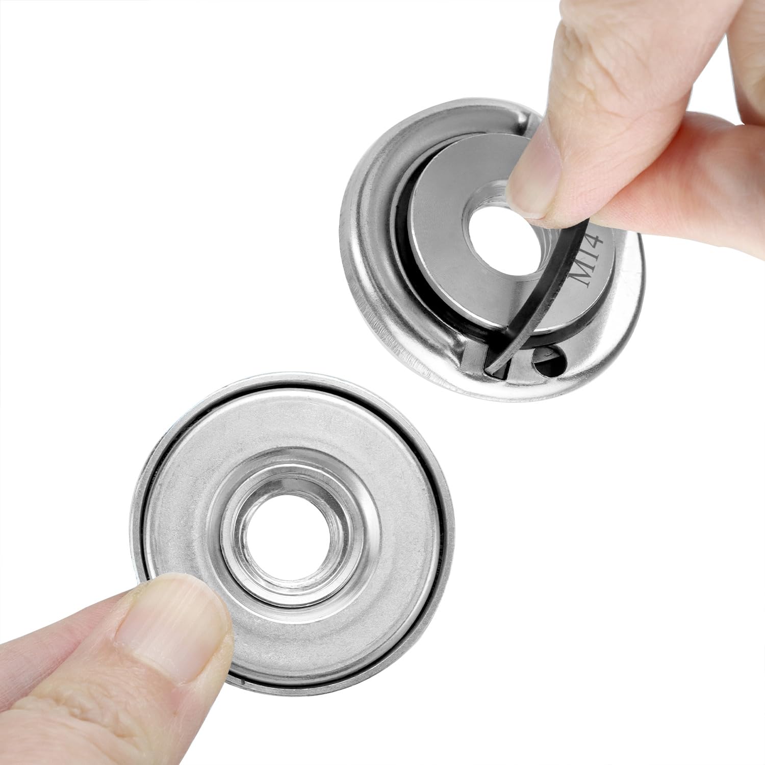 QWORK® 3PCS Dado a Sgancio Rapido 45MM per Smerigliatrici Angolari M14 - con Anello di Trazione