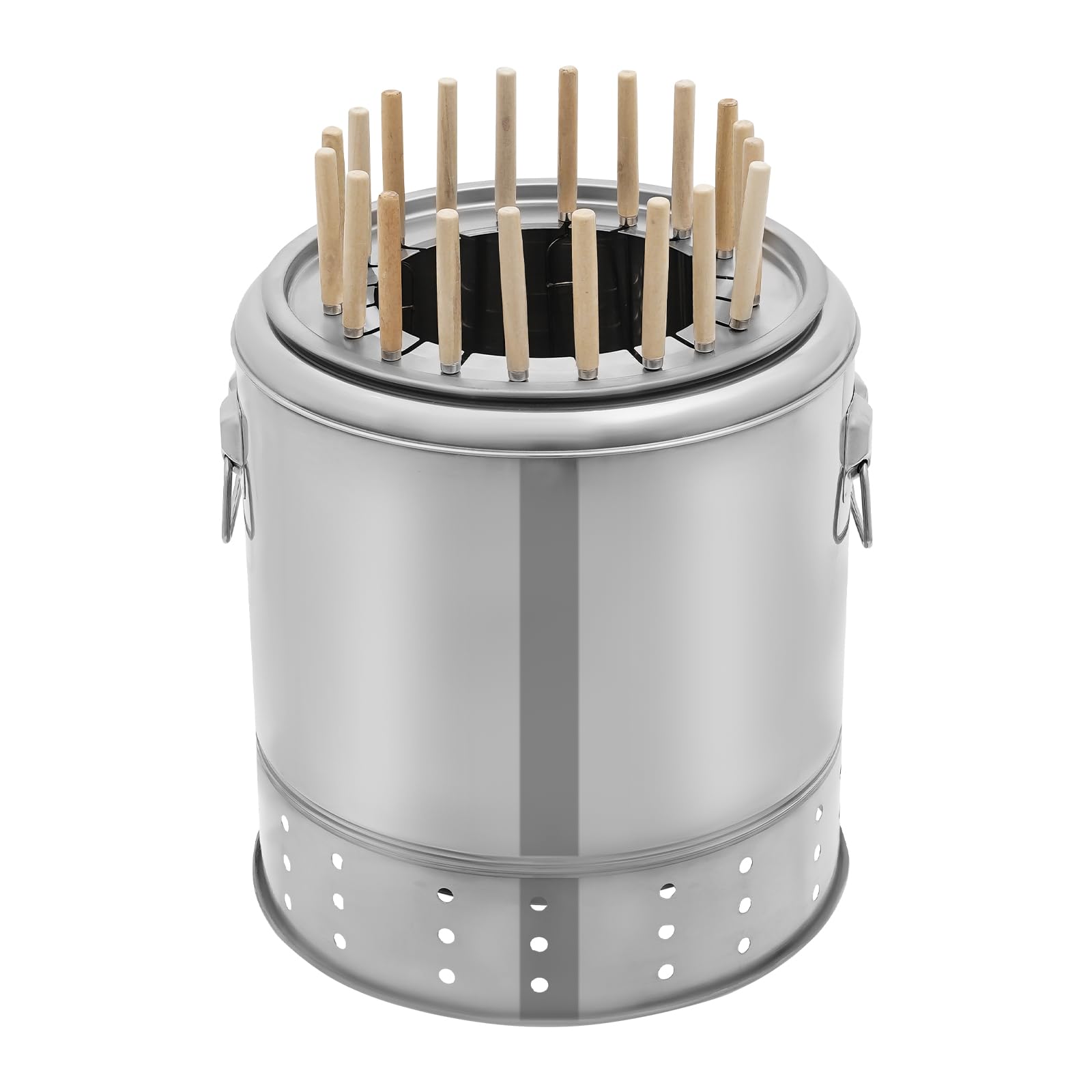 Barbecue a carbonella in formato secchio, per 20 spiedini, per 3 – 6 persone, con set di accessori per barbecue, separazione olio e carbone, per campeggio, picnic, carbonella