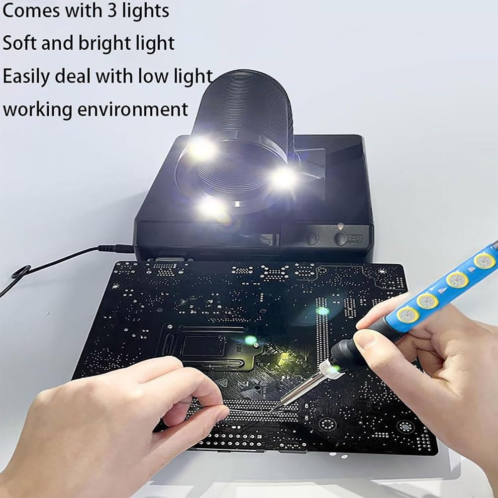 Máquina colectora de polvo de uñas, aspiradora de 60 W para soldar y moler polvo, tamaño mini de escritorio con luz LED para trabajos de soldadura de bricolaje