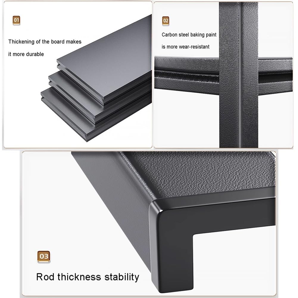 Scaffale da cucina a 3 ripiani, regolabile per forno a microonde, supporto per tostapane, scaffalatura multiuso, in metallo, salvaspazio (nero, 70 x 40 x 80 cm)