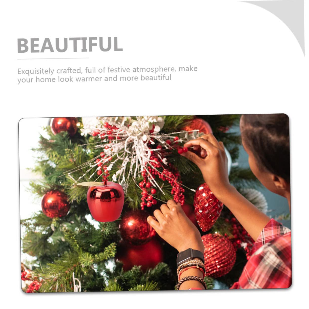 Alipis Décorations De Fête De Noël 60 Pièces Pendentif d'arbre De Noël Décorations D'Intérieur Pommes De Rouges Ornements en Plastique