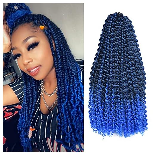 6 Packs Passion Twists Hair 18inch Ombre Blue Water Wave Crochet Hair Synthetic Crochet Hair Passion Twist Long Bohemian Locs Braiding Hair Extensions (18" 6packs #Tblue)