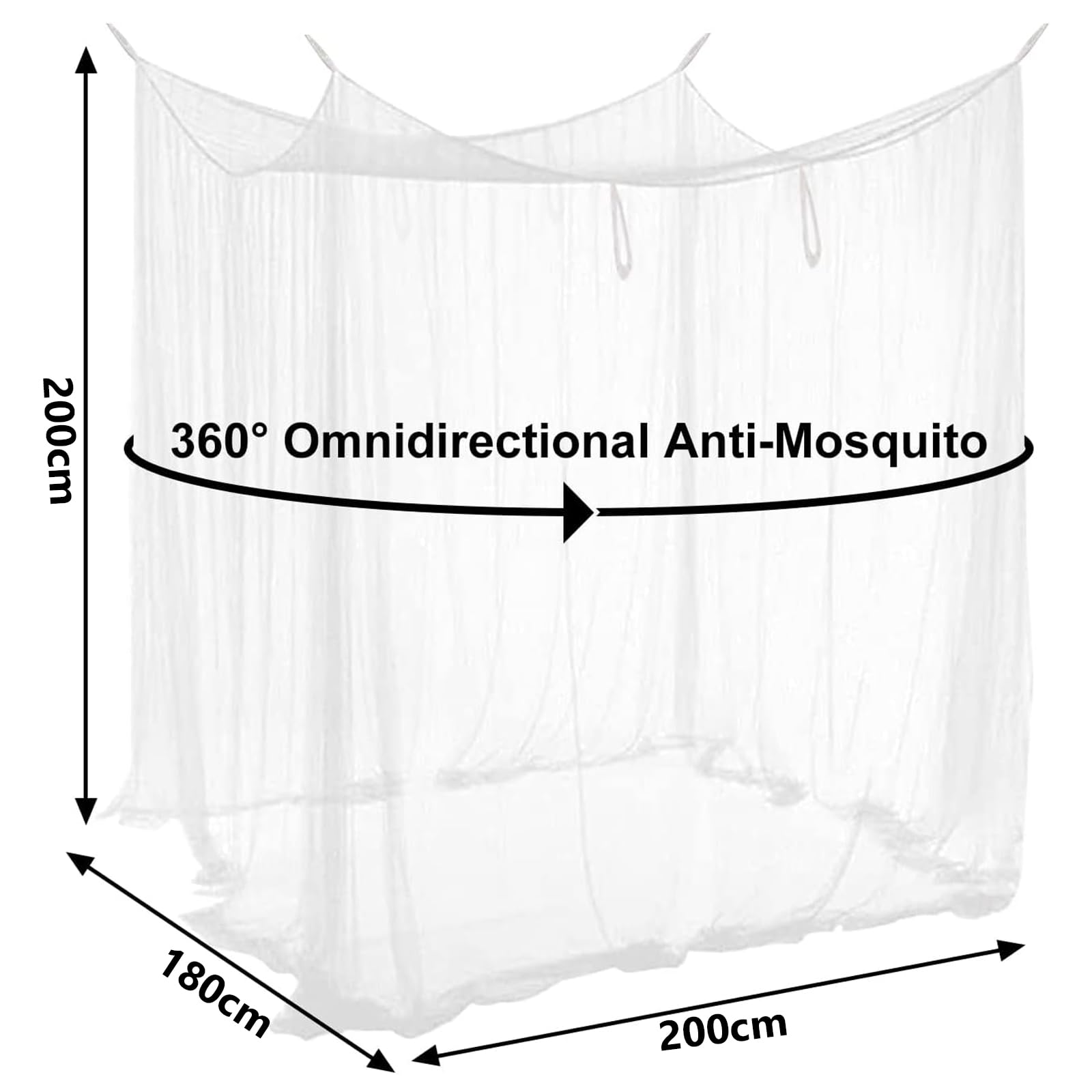Mosquitera Cama Matrimonio 200 x 200 x 180 cm, Mosquitera Jardin, Mosquiteras para Camas Exteriores, Mosquito Net para Viajar Doble Cama, Malla Fina y Duradera