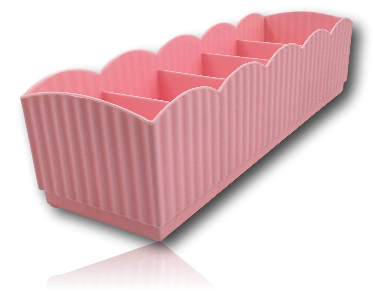 SunPlastPlastic White Storage Box Drawer Organiser for Socks/Tie/Underwear/Multi Purpose 5 Grid Box - Pink