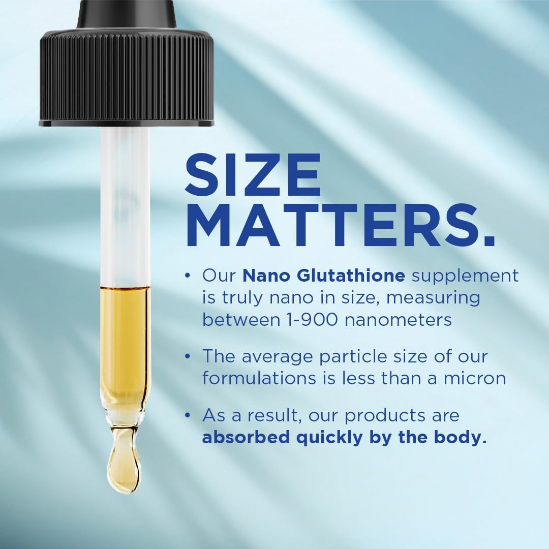 Nano Glutathione Drops by Nanoceutical Solutions, Pharmaceutical Grade Liquid Supplement, Ultra-Efficient Absorption, Up to 8 Times Higher Than Glutathione Capsules | 30 Servings