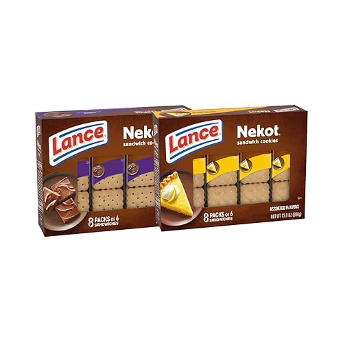 Nekot - Paquete variado de sándwiches de galletas, sabores surtidos, 8 paquetes envueltos individualmente por caja, 2 cajas