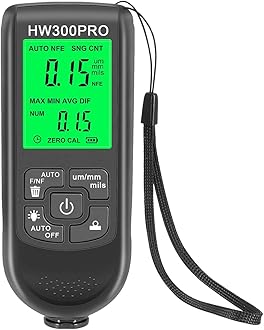 Paint Thickness Gauge Meter Fe/NFe Probe Coating Thickness Gauge Professional Multifunctional Car Paint Depth Gauge Test Precise HW-300PRO for Car Automatic Detection(black) (black)