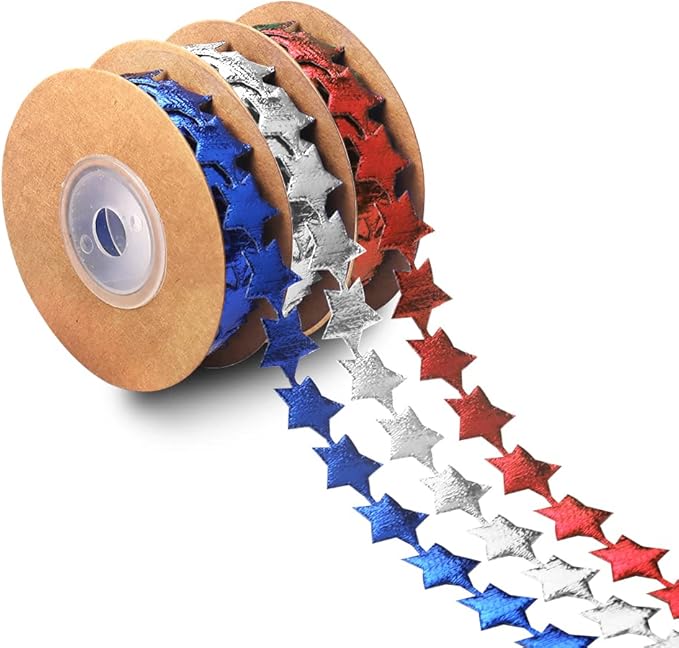 3 Rolls Patriotic Fabric Decor Ribbons Labor Day Faux Leather Craft Ribbons Red