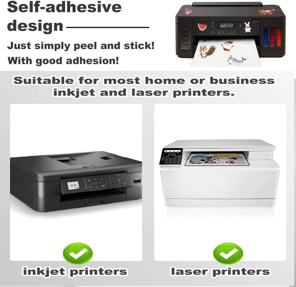 Rub On Folie Tintenstrahldrucker Transparent Selbstklebende Vinylfolie, A4  Aufkleber Papier, Bedruckbare Klebefolie, 20PCS Sticker Papier Zum Bedrucken  A4 Etiketten Selbstklebend Bedruckbare Klebefolie Transparent, image size:1000x972