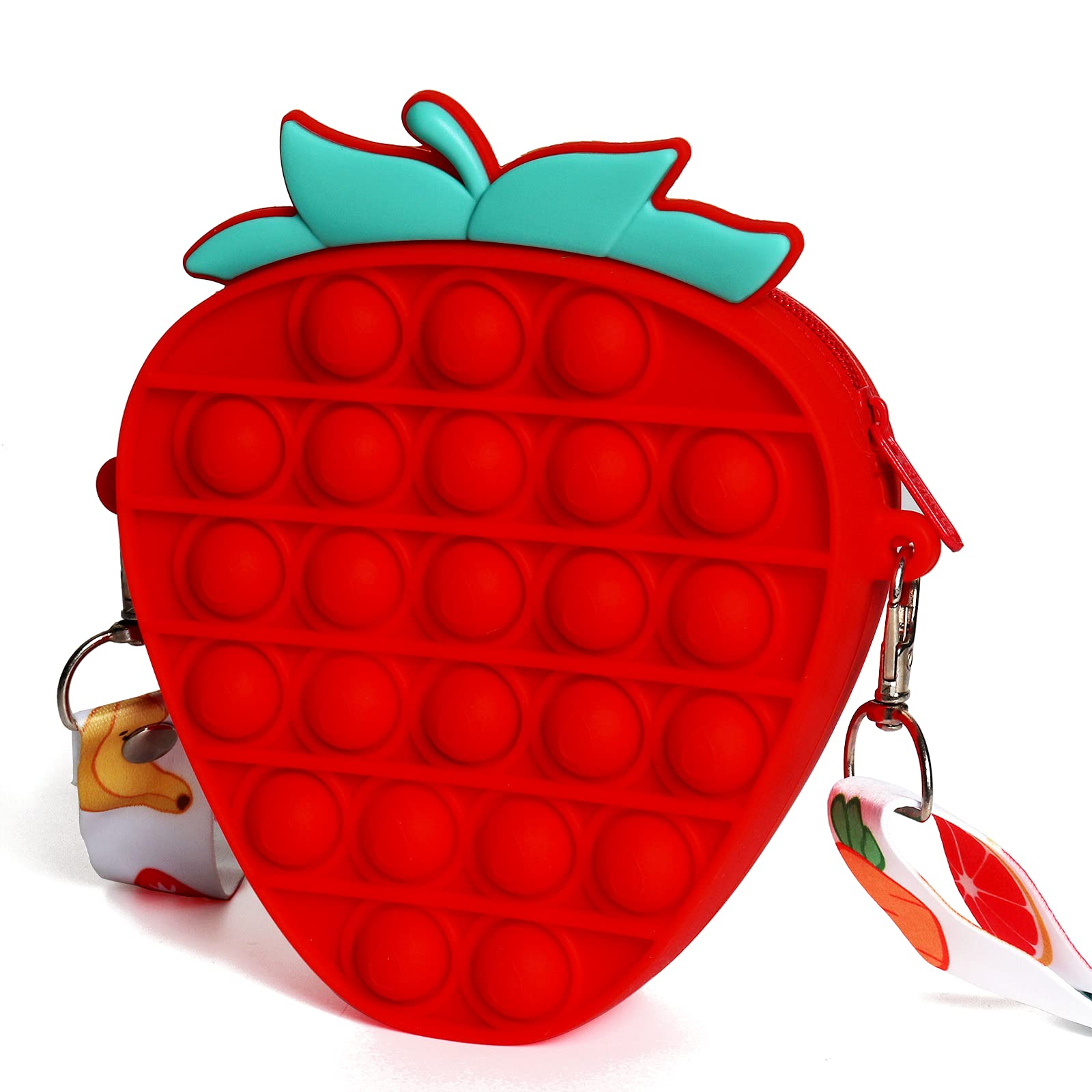 Push Pop it Fidget Toy Pendant Bag, 2in1 Pop it Shoulder Bag | Fidget Purse Push Bubble Sensory Toy Handbags, Anti Stress Reliever Silicone Squishy Toys with Removable Shoulder Strap for Kids & Adults