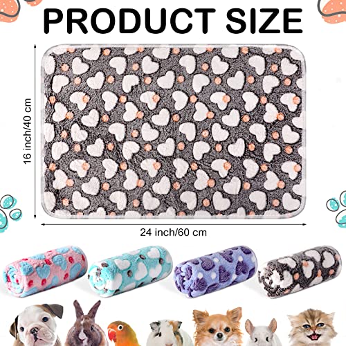 4 Pcs Waterproof Guinea Pig Blankets Washable Small Animal Fleece Bedding Absorbent Guinea Pig Cage Liners Reusable Pet Pee Pad Sleep Mat Pad Cover for Hamster Ferret (Heart Pattern - Image 2