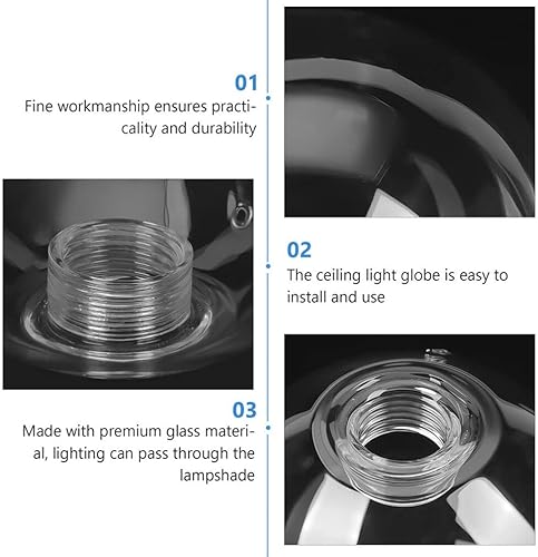 Miniatura 7 de Globo de luz de vidrio transparente esférico pantalla de cristal G9 roscada burbuja para luz (4.724 in) lámpara poste sombra
