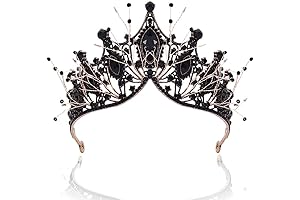 Baroque Black Crown Rhinestone Queen Crowns for Women Bridal Tiaras