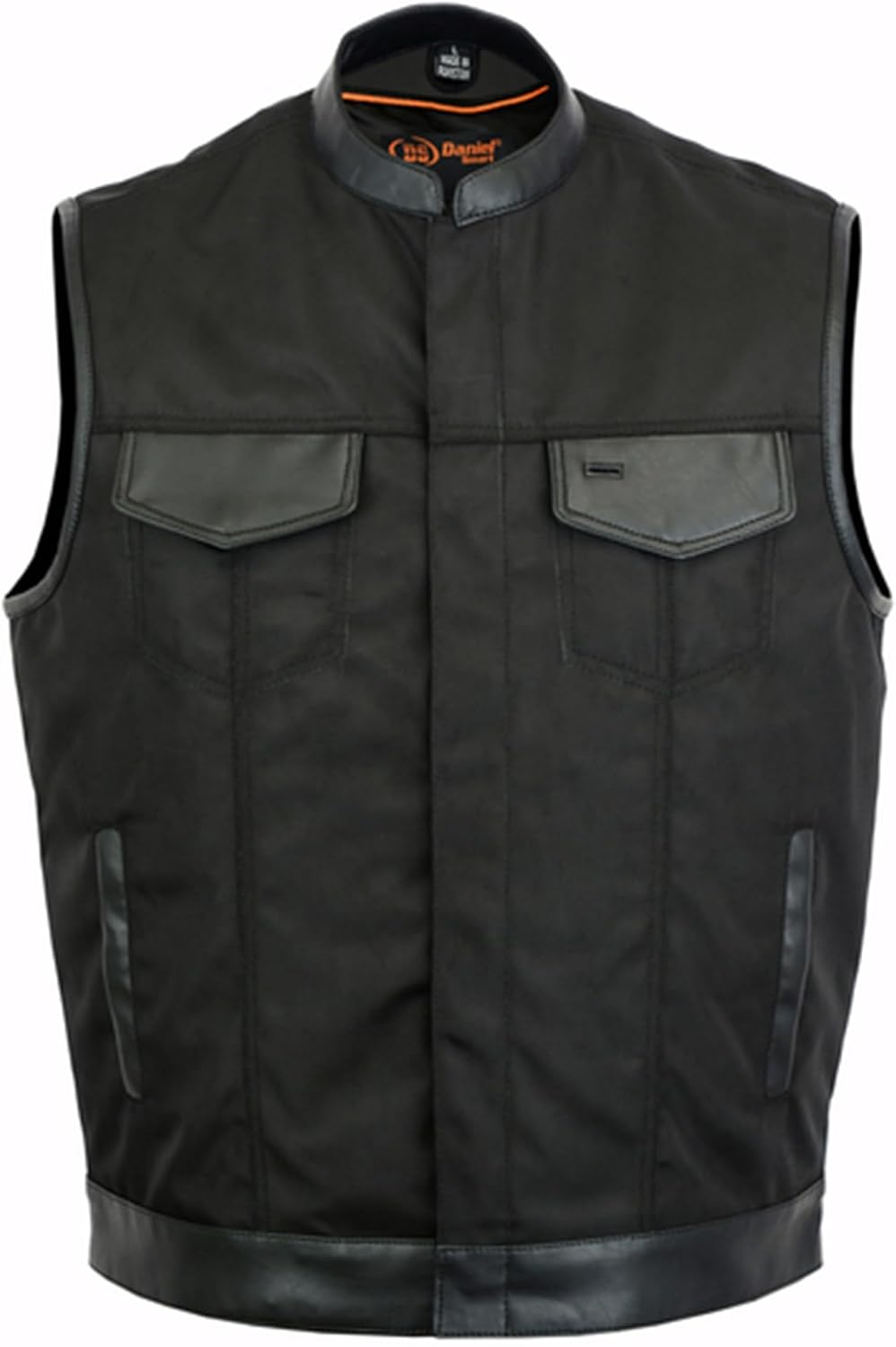 Daniel Smart Men’s Vest – Textile material with Leather Detailing Motorcycle Vest for Men’s with Concealment Armory Pocket Daniel Smart Men’s Vest – Textile material with Leather Detailing Motorcycle Vest for Men’s with Concealment Armory Pocket