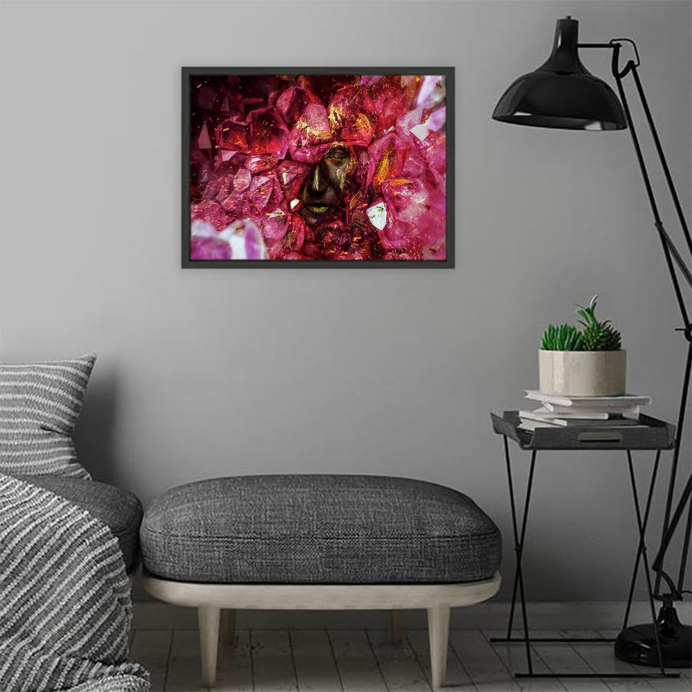 VERRE ART Printed Framed Canvas Painting for Home Decor Office Wall Studio Wall Living Room Decoration (22x14inch Black Floater) - Crystallize Print