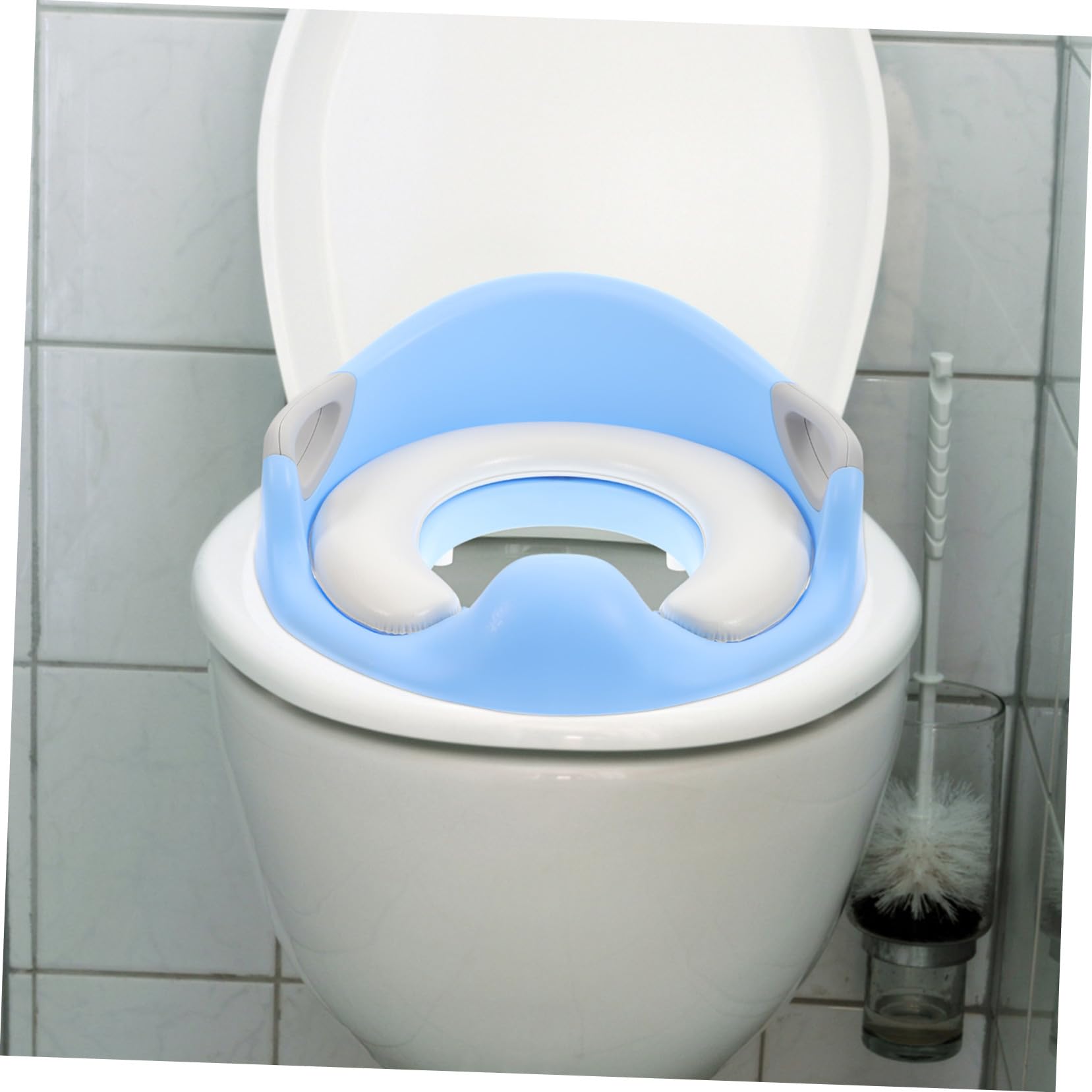 UPKOCH Asiento Inodoro Niña Ergonómico Antideslizante con Respaldo Estable y Soporte Tpe para Entrenamiento Wc Infantil Azul