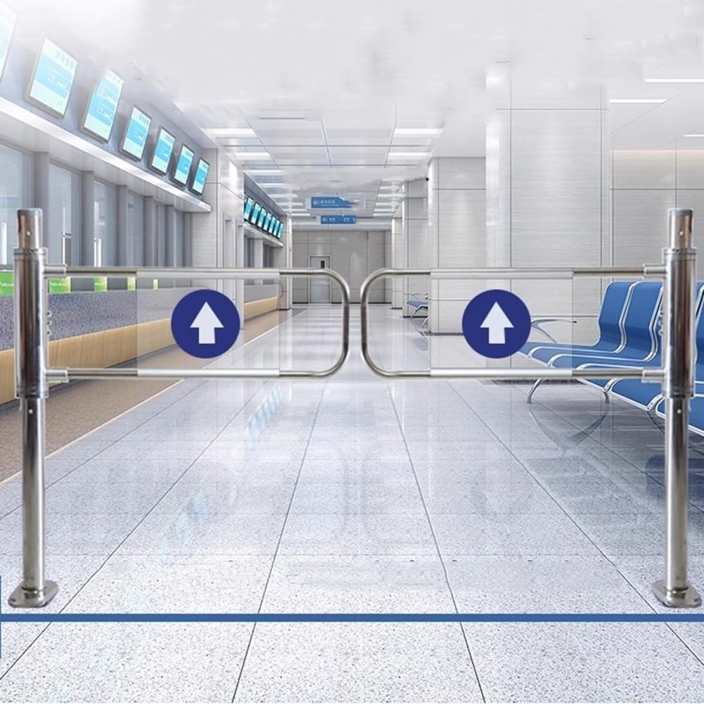 YJEUZCD Entrance Safety Gate, Supermarket Metal Manual Swing Gate, Warehouse Automatic Closing Unidirectional Door for Store Library(Silver-L,90x100cm)