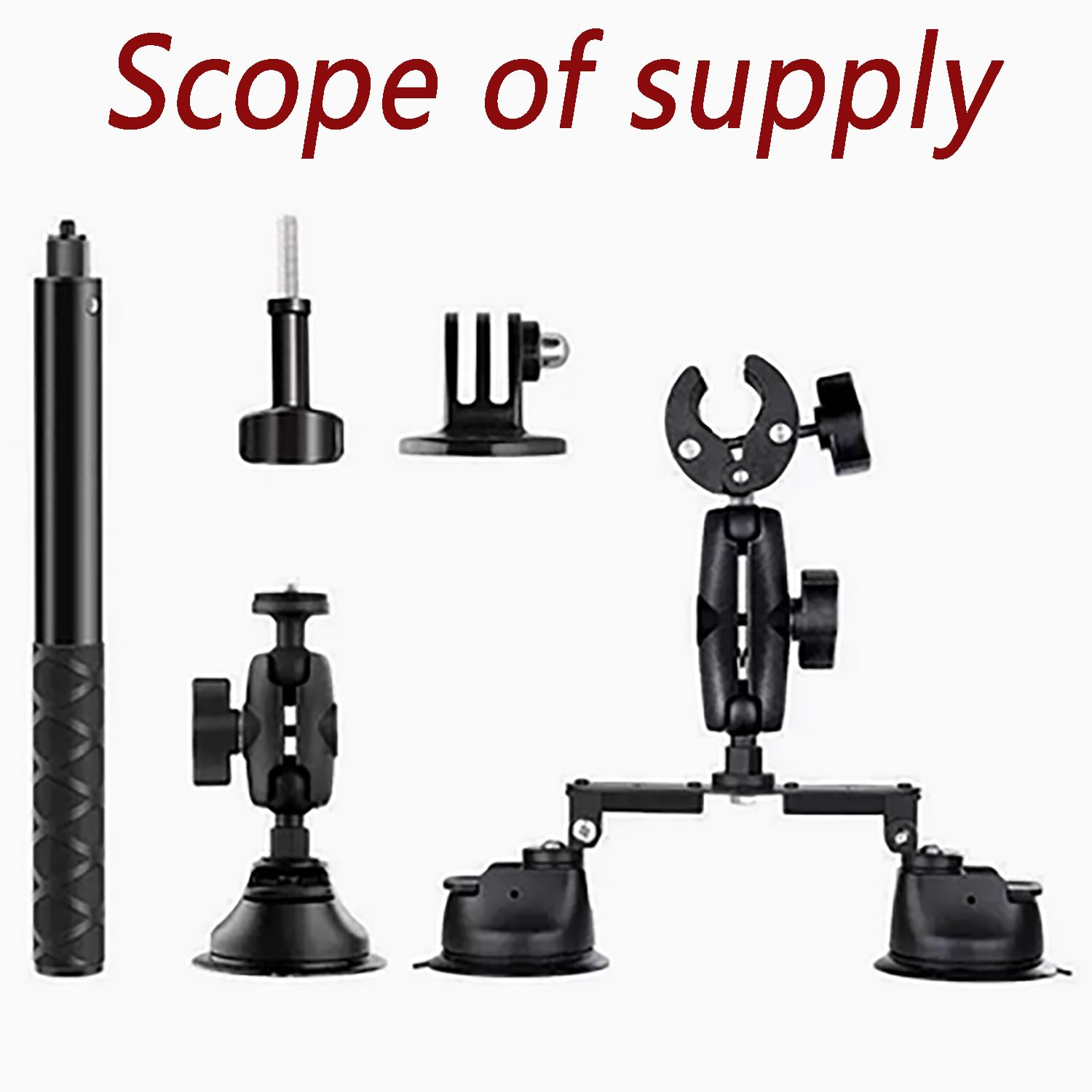 Juego De Soporte para Coche con Triple Ventosa,con Alargador/Selfie Stick 2 En 1 De 112 Cm,Adecuado para Insta360,Soporte De Triple Ventosa para Parabrisas y Ventanillas De Coche