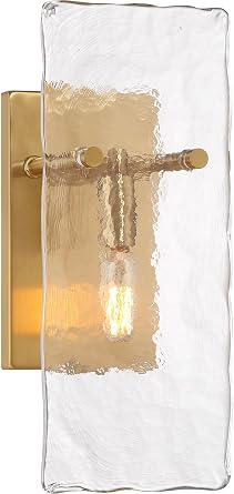 Savoy House 9-8204-1-322 Genry Coastal Farmhouse Handmade Water Glass Wall Sconce, 1-Light 60 Watt, 13" H x 6" W, Warm Brass