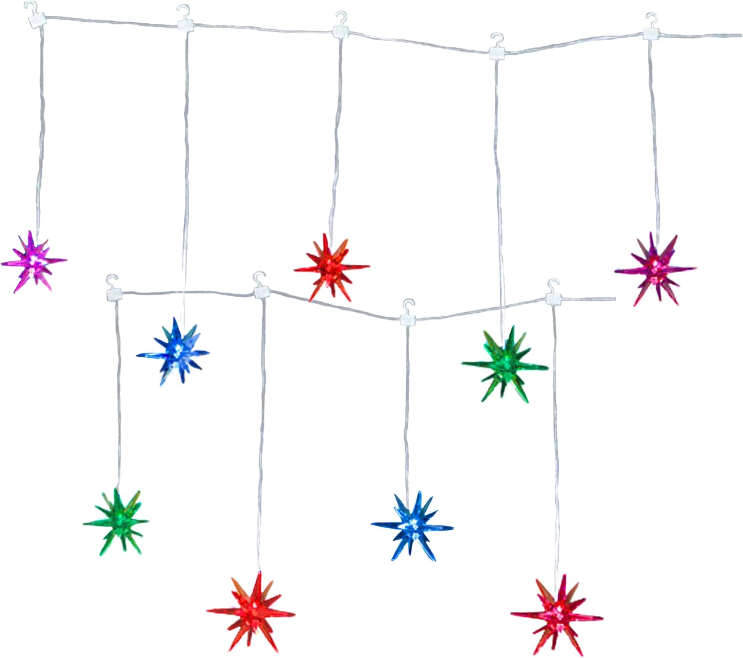 BANBERRY DESIGNS Multi-Color Changing Starburst Christmas Light Strand – Ideal for Christmas Decorating – LED – 48″ Long with 9 Lighted Acrylic Starbursts BANBERRY DESIGNS Multi-Color Changing Starburst Christmas Light Strand – Ideal for Christmas Decorating – LED – 48″ Long with 9 Lighted Acrylic Starbursts