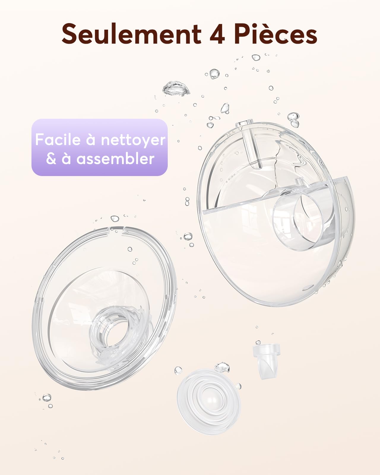 Haokoo K9 Tire Lait Electrique Mains Libres Portable avec Capuchon Anti-Poussière, Silencieux et Anti-Fuite, Aspiration Puissante, 4 Modes 12 Niveaux, Téterelles 17/19/21/24/27 mm (1 Unité)