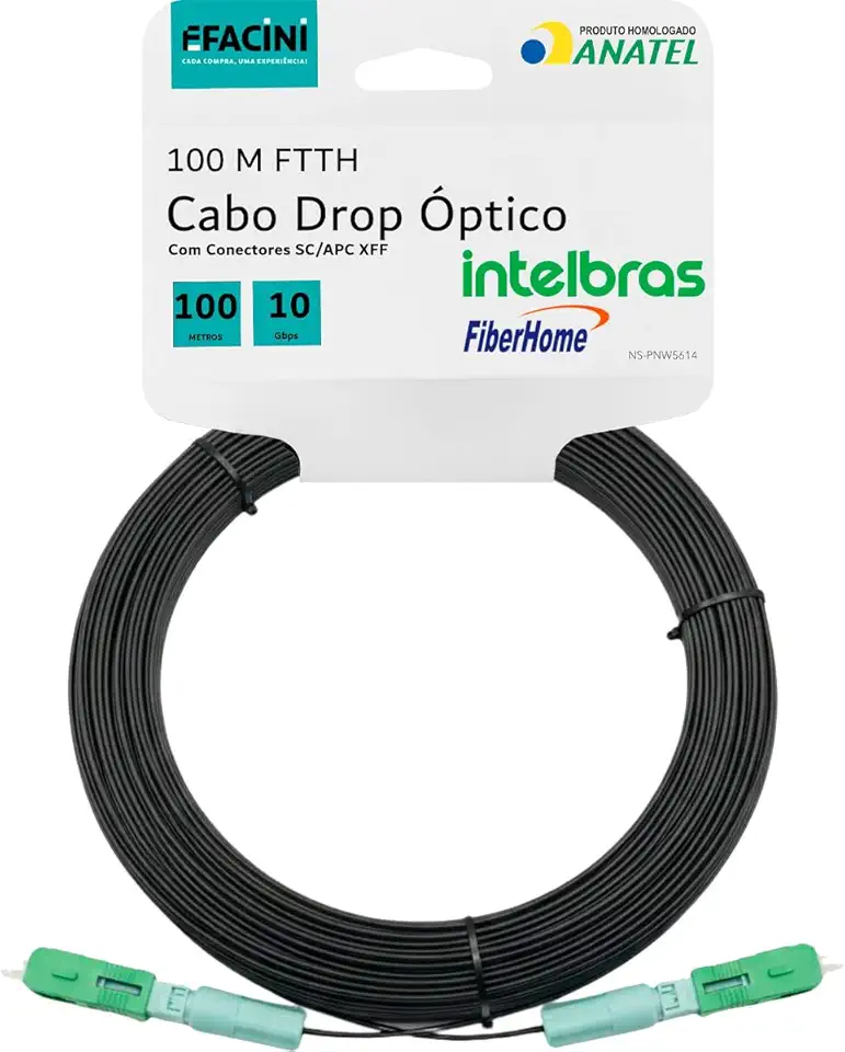 Cabo De Fibra Óptica Drop 100 Metros Montado Sc/Apc eFacini