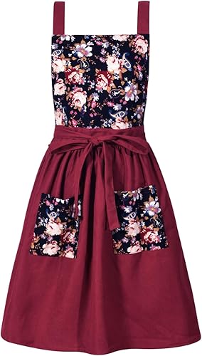 Delantal vintage para mujer con bolsillos, delantales florales para cocinar, hornear, jardinería