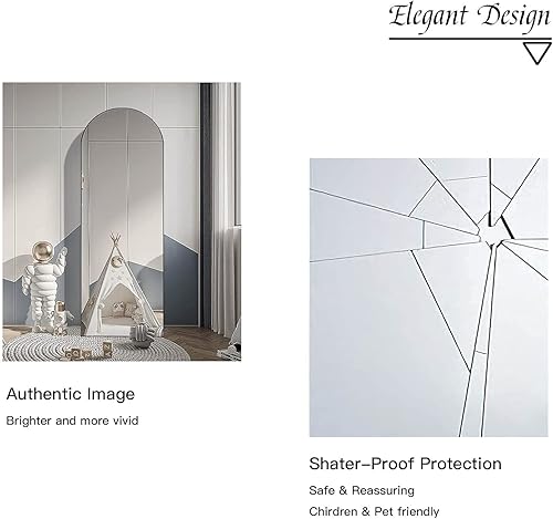 Miniatura 7 de Arched Full Length Mirror Floor Mirror, 63x20in Arch Full Body Mirror Large Wall Mirror with Aluminum Frame Standing or Leaning Against Wall for