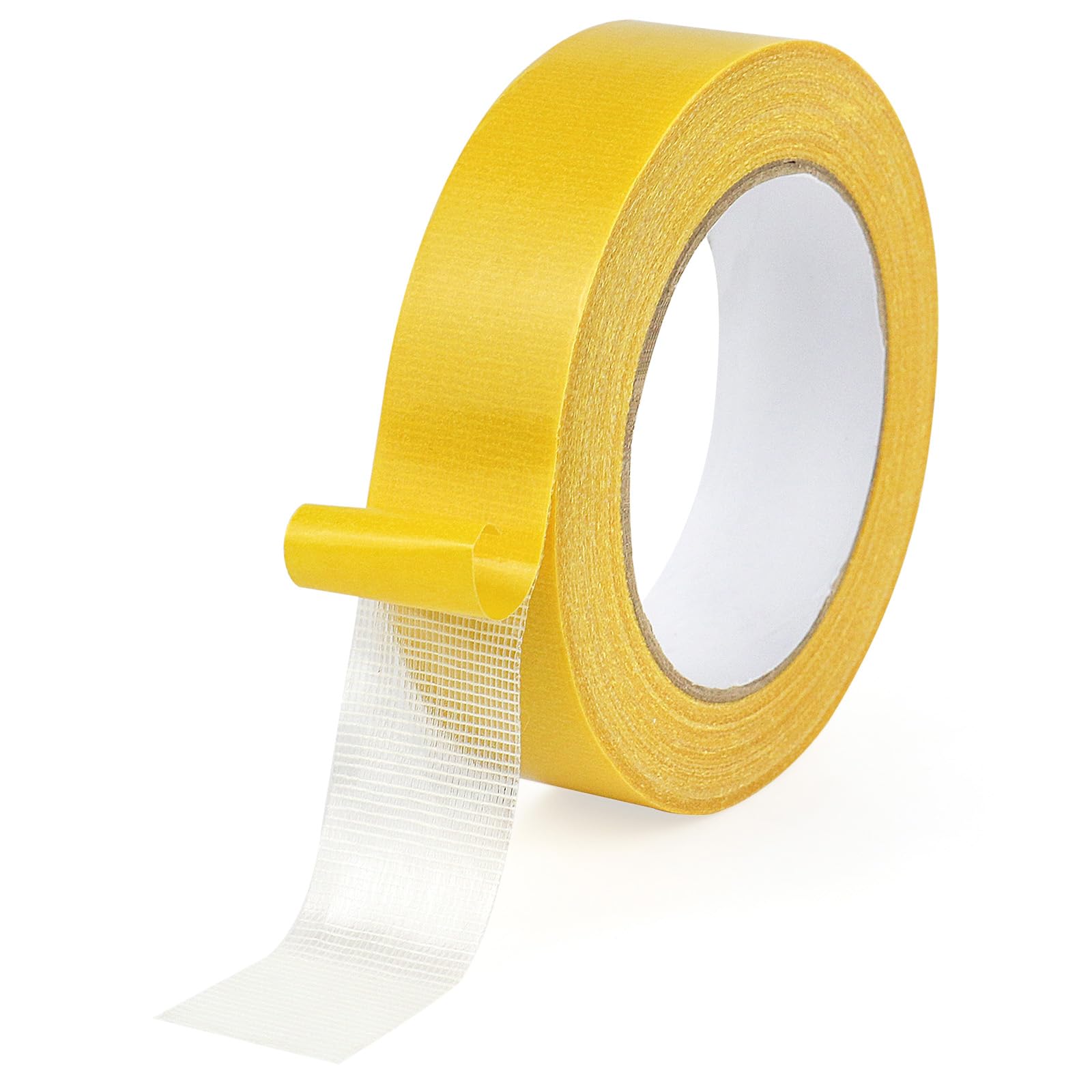 BOMEI PACK Lot de 3 rouleaux de ruban adhésif double face en papier jaune 35 mm x 20 m super adhésif pour tapis, sol, décoration murale et loisirs créatifs