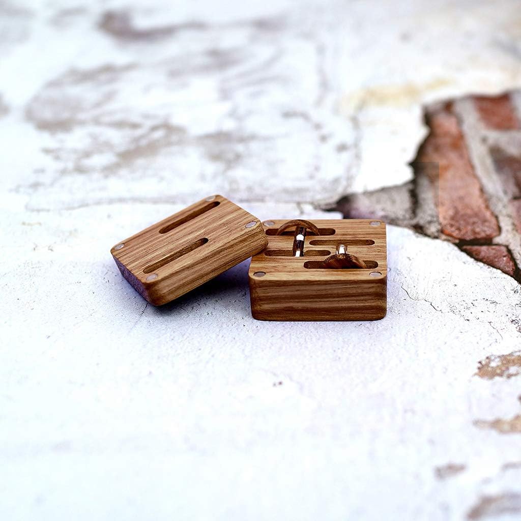 Men Suit Wooden Cufflink Gift Box Portable Sleeve Button Jewelry Walnut Wood Keepsake Storage Box, as the picture shows