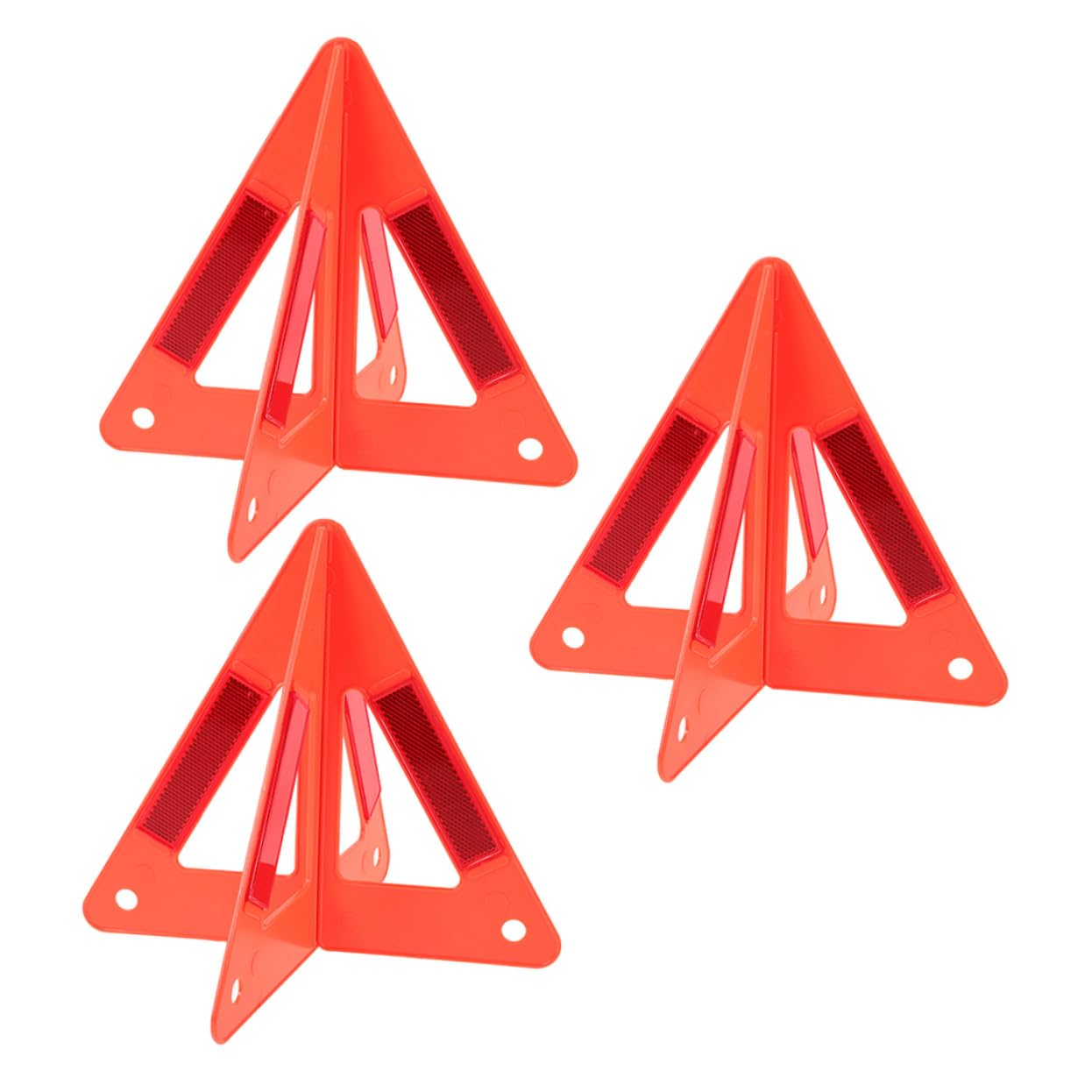 Triangolo di Segnalazione Rosso Pieghevole 3 Pezzi Plastico | Veicoli in Sosta, Struttura Stabile Superficie Riflettente, Formato a Triangolo