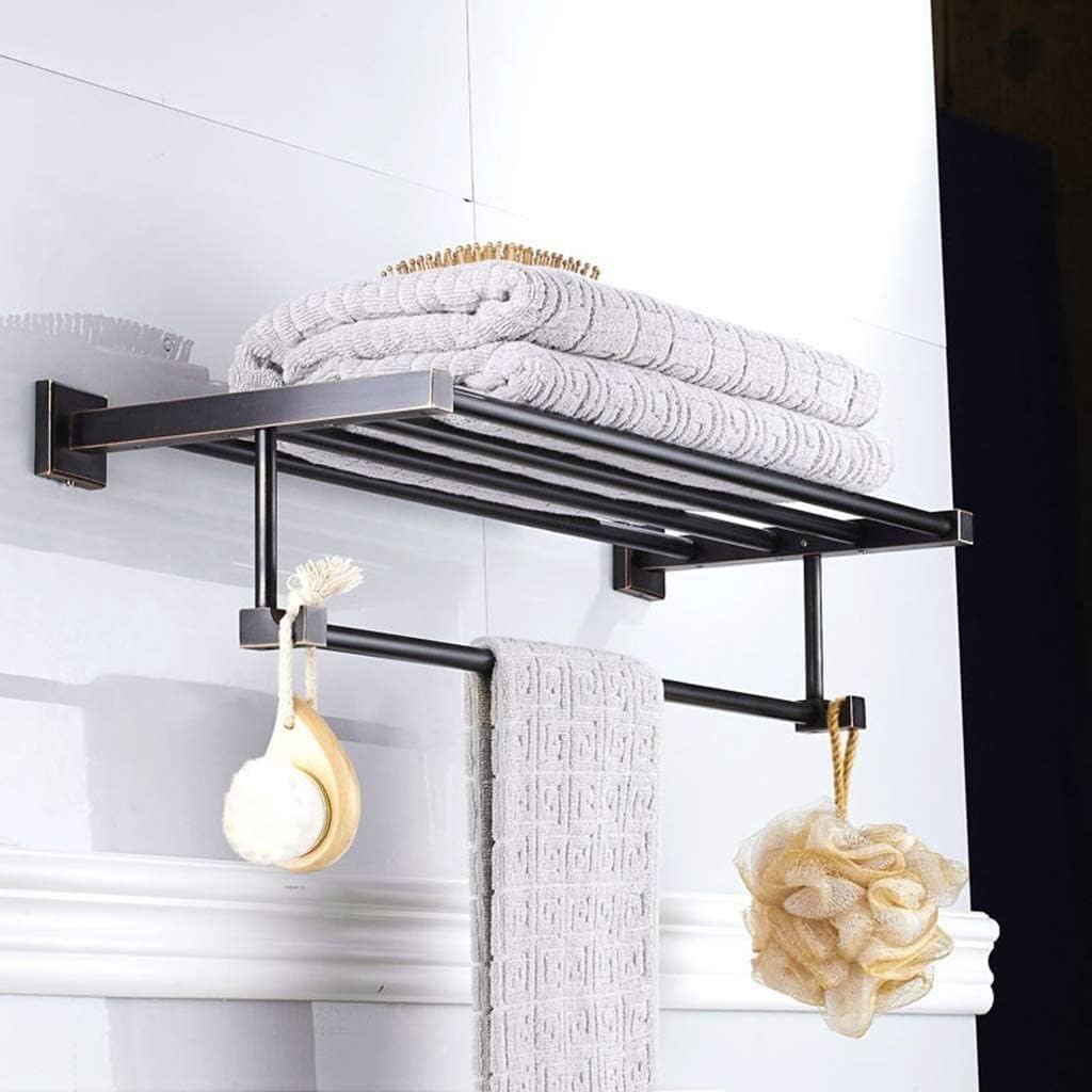 Towel Rails Bathroom Retro Bars, Brass Hanging Decoration Hardware Multifunction Double Layer Bath Rack Holder Racks(50CM)