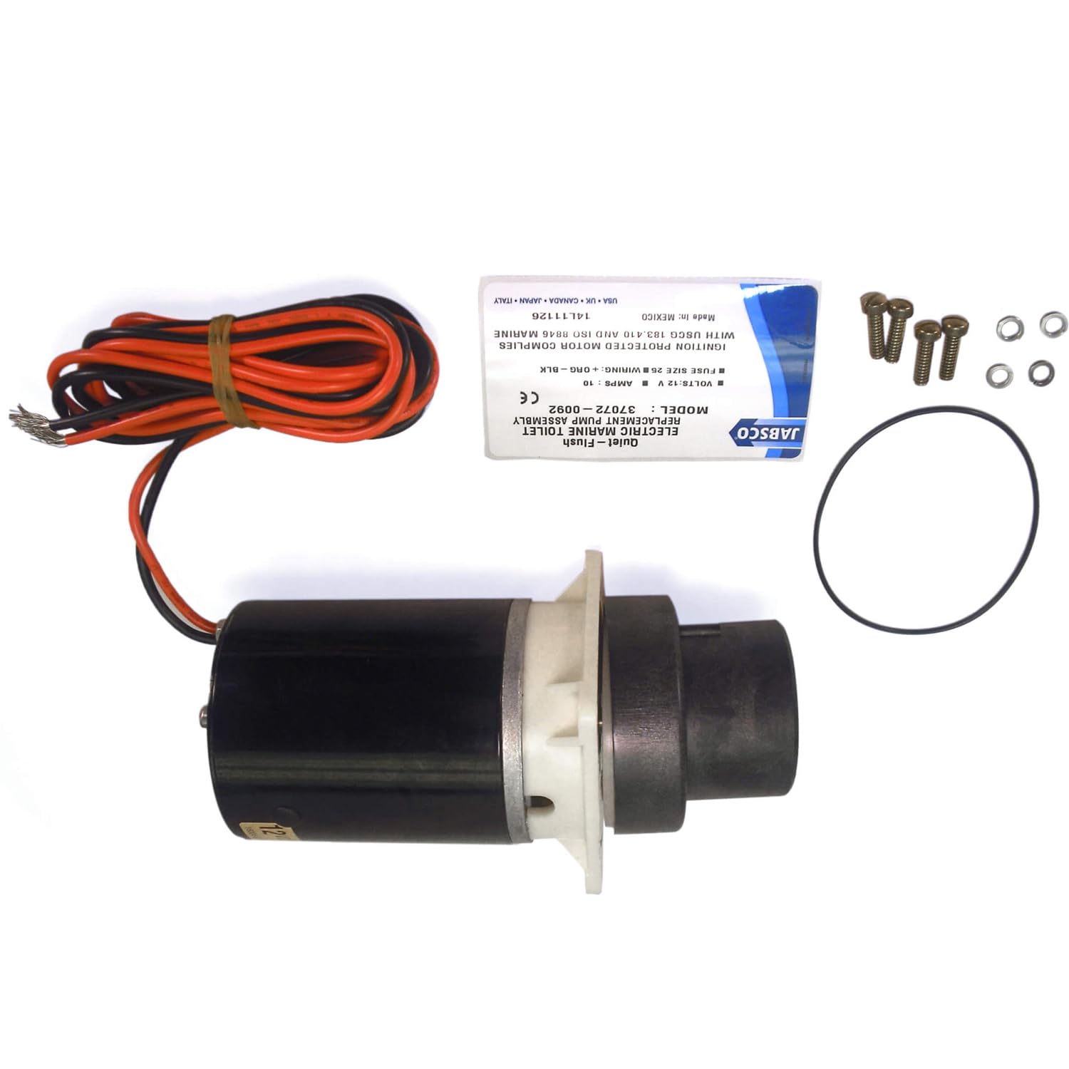 370720092 Zerkleinerer Pumpenmotor Set 37072-0092 Kompatibel mit Jabsco Designer und Quiet Flush Marine WC 37255 37075 37275 37055 37045 37245