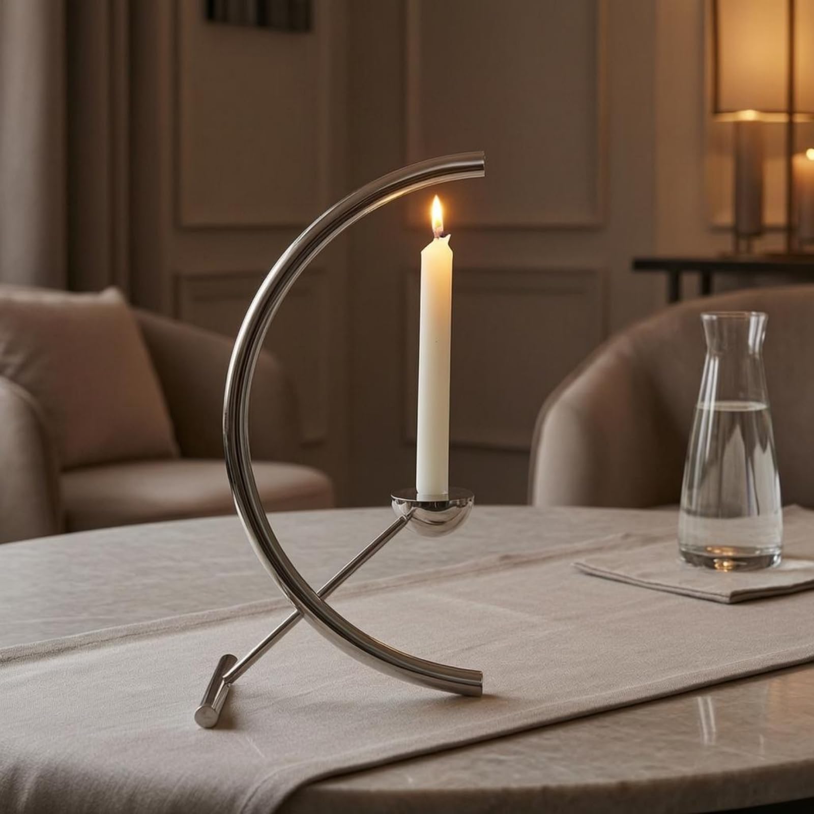 LOVIVER Kerzenständer Edelstahl Kerzenhalter Metall Minimalistische Skulptur Dekoration mit Gebogenem Rahmen Und Sicherem Stand für Tisch Regal Wohnambiente, Gold, 19 23 39cm