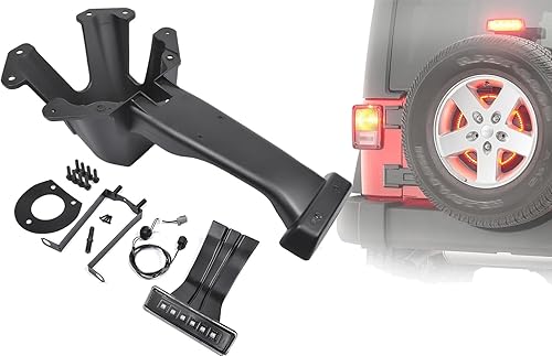 55397217AJ Soporte de soporte de repuesto para neumático de repuesto para Jeep Wrangler JK 2007-2018 con montaje de tercera luz de freno de montaje