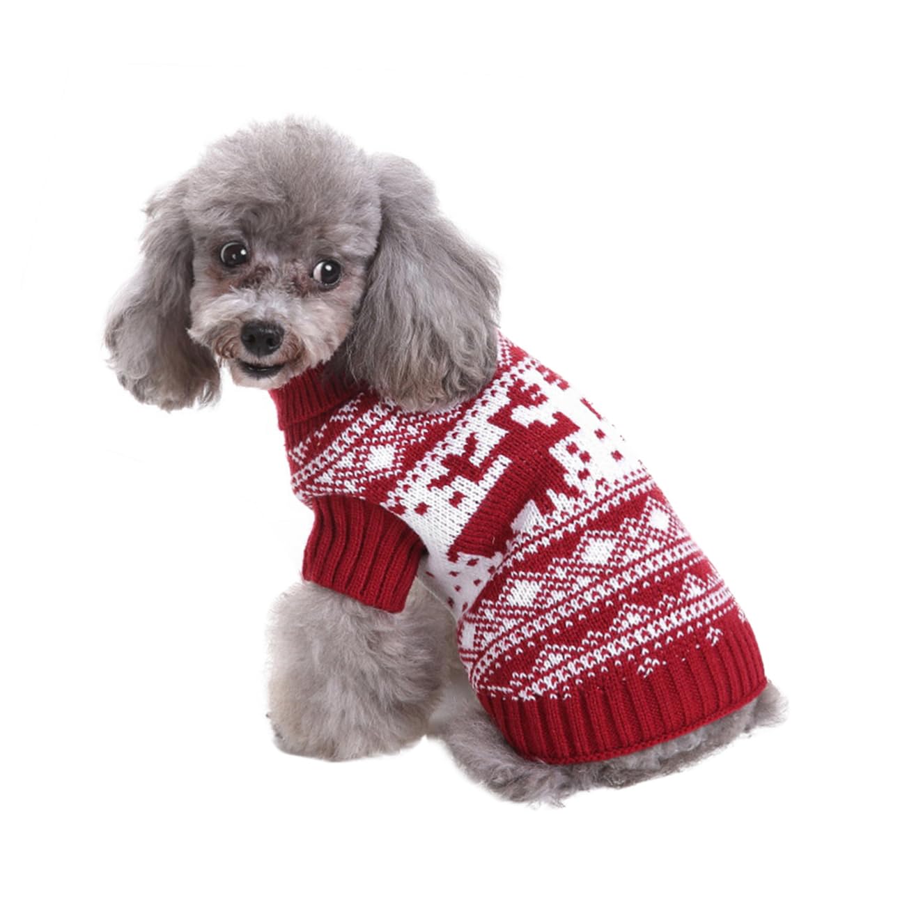 Angoily Suéter De Punto Navideño para Mascotas 3 Piezas Ropa Cálida para Cachorros Color Rojo Talla XXL
