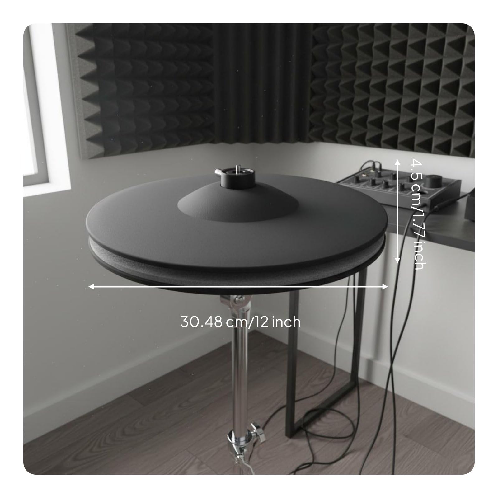 Piatto Elettronico Batteria Pad Gomma Reale Curvatura Sensibilità Superiore Controllo Zona Espressivo Adatto per Esercizi Casa Prove Gruppo Musicali, 12 Pollici Dual-trigger