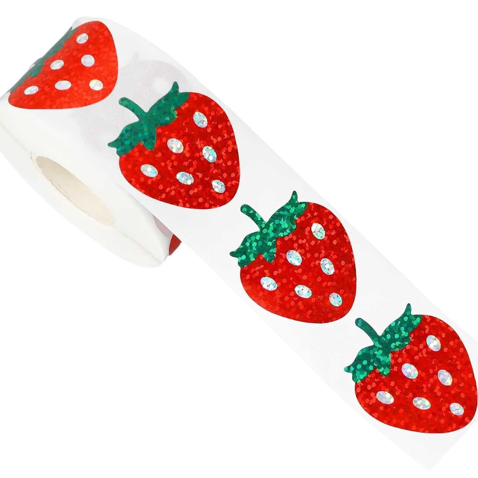 500 Pcs Strawberry Sticker Labels Decorative Sparkly Red Fruit Label for Envelopes Greeting Card