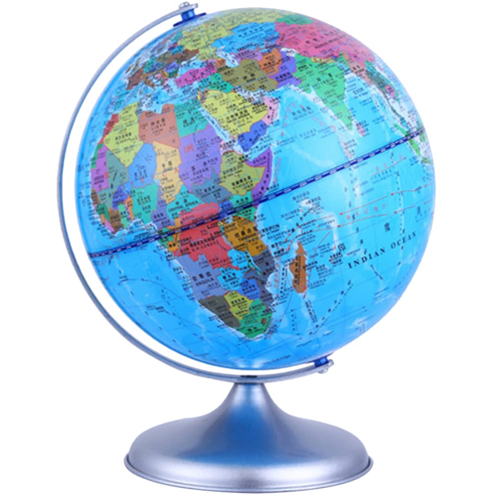 Tofficu Tabletop Globe World Globe for Kids Learning Desktop Educational Rotating World Map Globes Decorative Earth Globe for Classroom Geography Teaching Home Office Decoration 20cm Rotation Globe
