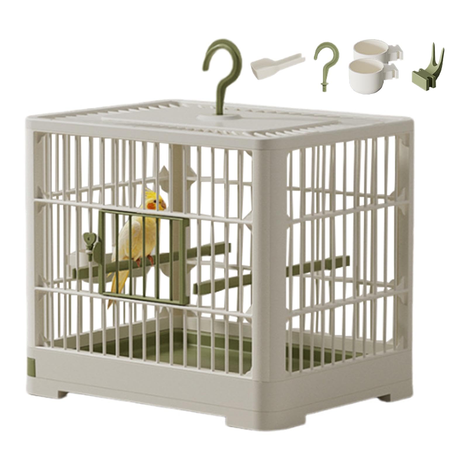 Tragbarer Vogelkäfig Aus Aluminium – 52,1 Cm Hoch, Mit Futterboxen & Wasserflasche – Für Kleine/mittelgroße Vögel