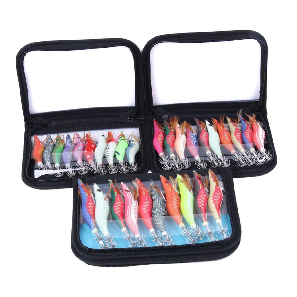 WOONEKY Señuelos de Pesca Luminiscentes Imitación Gamba y Calamar 10 Piezas